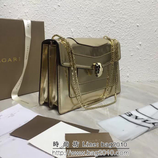 BVLGARI寶格麗 專櫃新品 雙層蛇頭包 升級版牛漆皮 鏈條單肩斜挎包 B35106 FYD1187